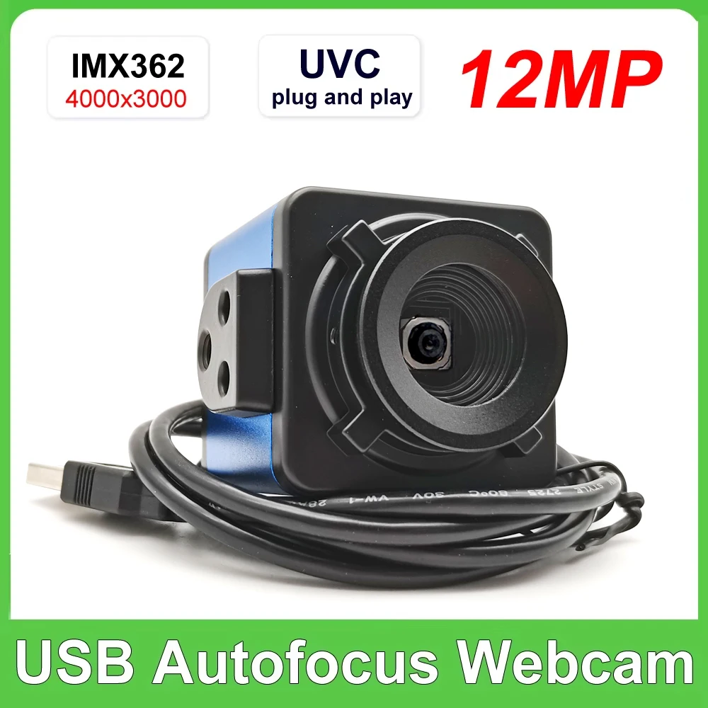 USB Webcam HD 12MP CCD IMX362 Sensor Autofocus Mini Camera No Distortion Lens Usb Video WebCam Support UVC OTG Plug and Play