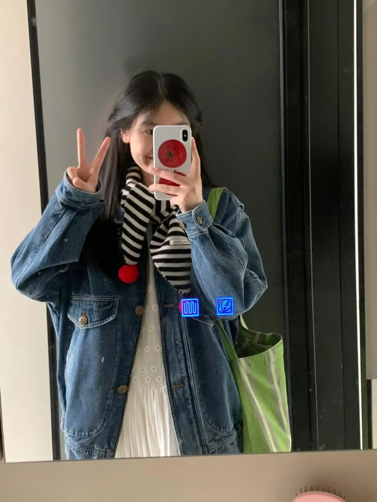 Koreanische Sle Süße Oversize Denim Jaet Frühen Herbst Neue Retro Einfache Personali Pilot Jaet Trendy frauen ort Mantel