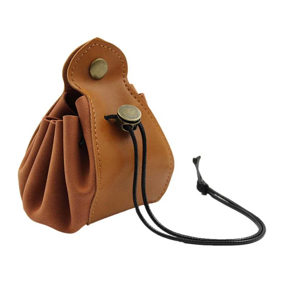 1 PC Pu Leather Dice Storage Bag Drawstring Design Multi-purpose Portable Foldable Key Coin Storage Case