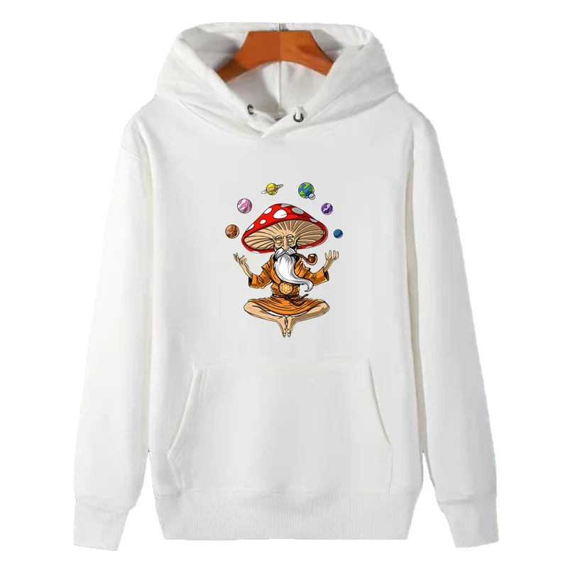 Magic Mushroom Buddha fashion graphic Hooded sweatshirts cotton Hooded sweatshirts winter essentials fleece hoodie Men clothing