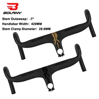 BOLANY-Manillar integrado para bicicleta de carretera, 420mm, Reduce la resistencia, aleación de aluminio, grava, piezas de bicicleta de 28,6mm