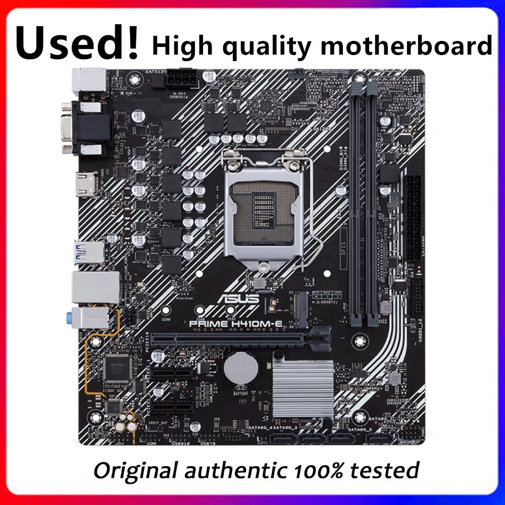 

Used motherboard For Asus PRIME H410M-E Original Desktop Intel H410 H410M DDR4 Motherboard LGA 1200 i7/i5/i3 USB3.0 M.2 SATA3