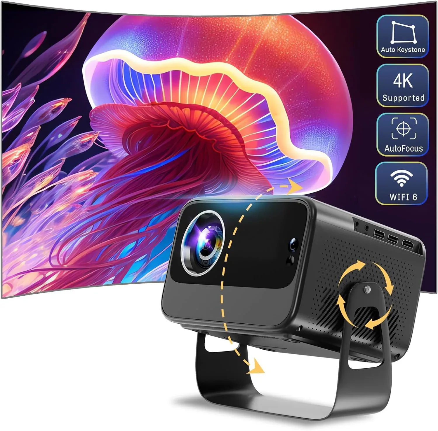 Salange P29B Best Sell Android 9 System 1080P 500 ANSI Lumens 1GB 8GB LED Portable Projector 4K Video Smart Home Theater Beamer