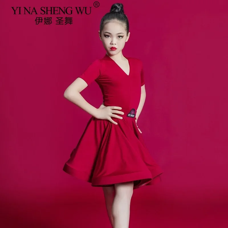 Abito da ballo latino per bambini Costume da competizione latino per ragazze di fascia alta Rumba Cha Cha Samba Abito da pratica Abito di fascia alta