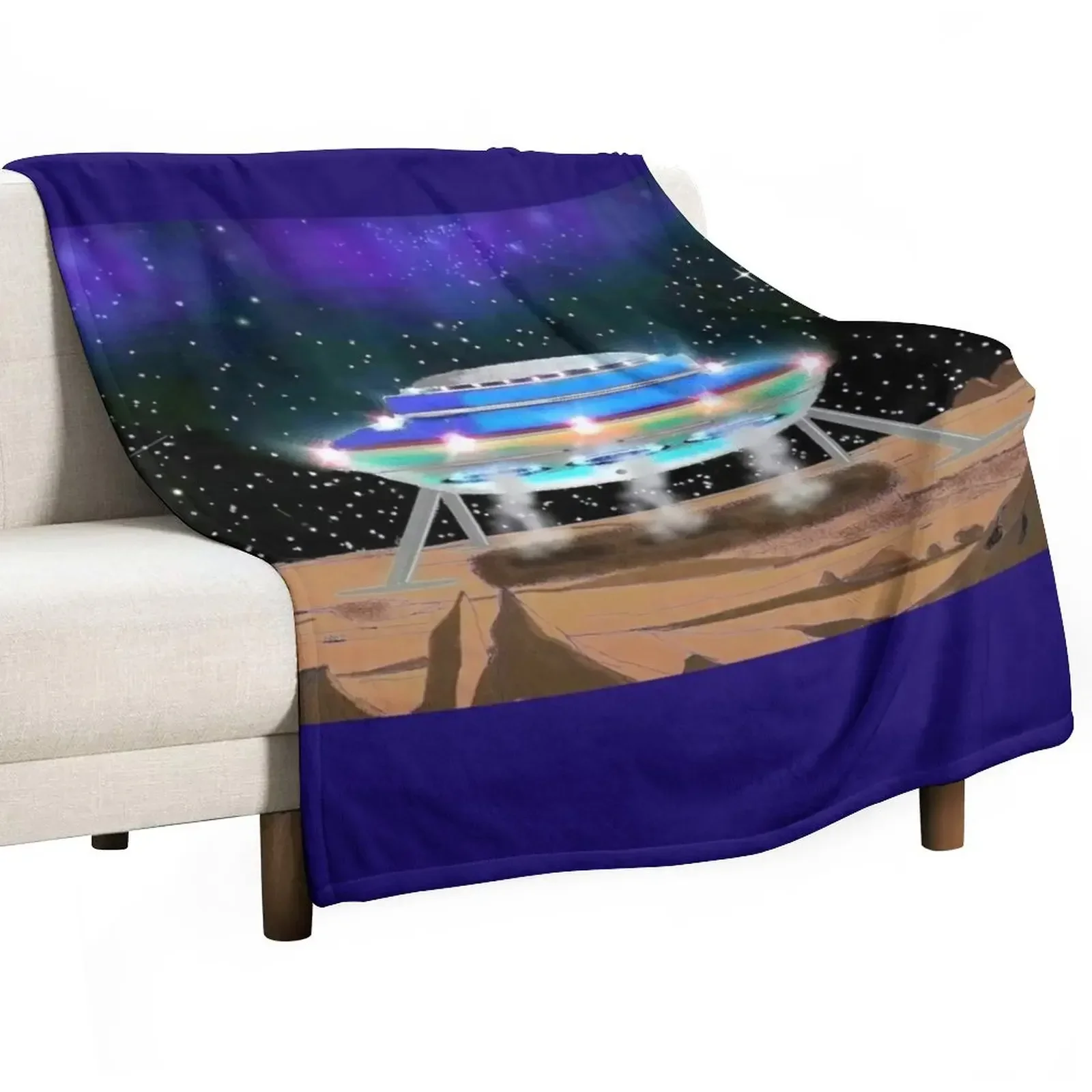 

Cosmic Art//UFO Landing! Throw Blanket heavy to sleep Blankets For Sofas Bed Luxury Blankets