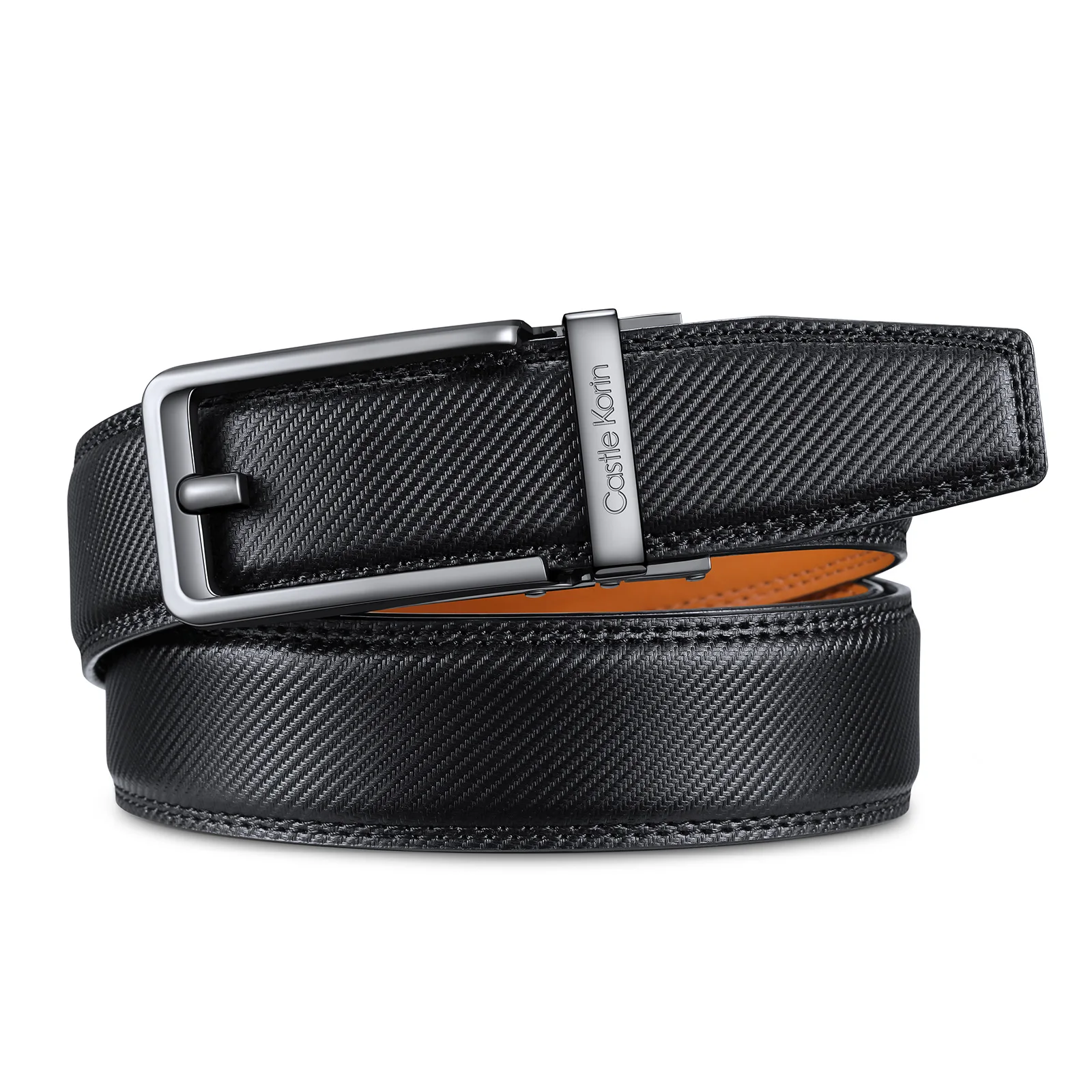 Men\'s leather ratchet automatic  belt luxury design fashionable denim casual formal leather belt men