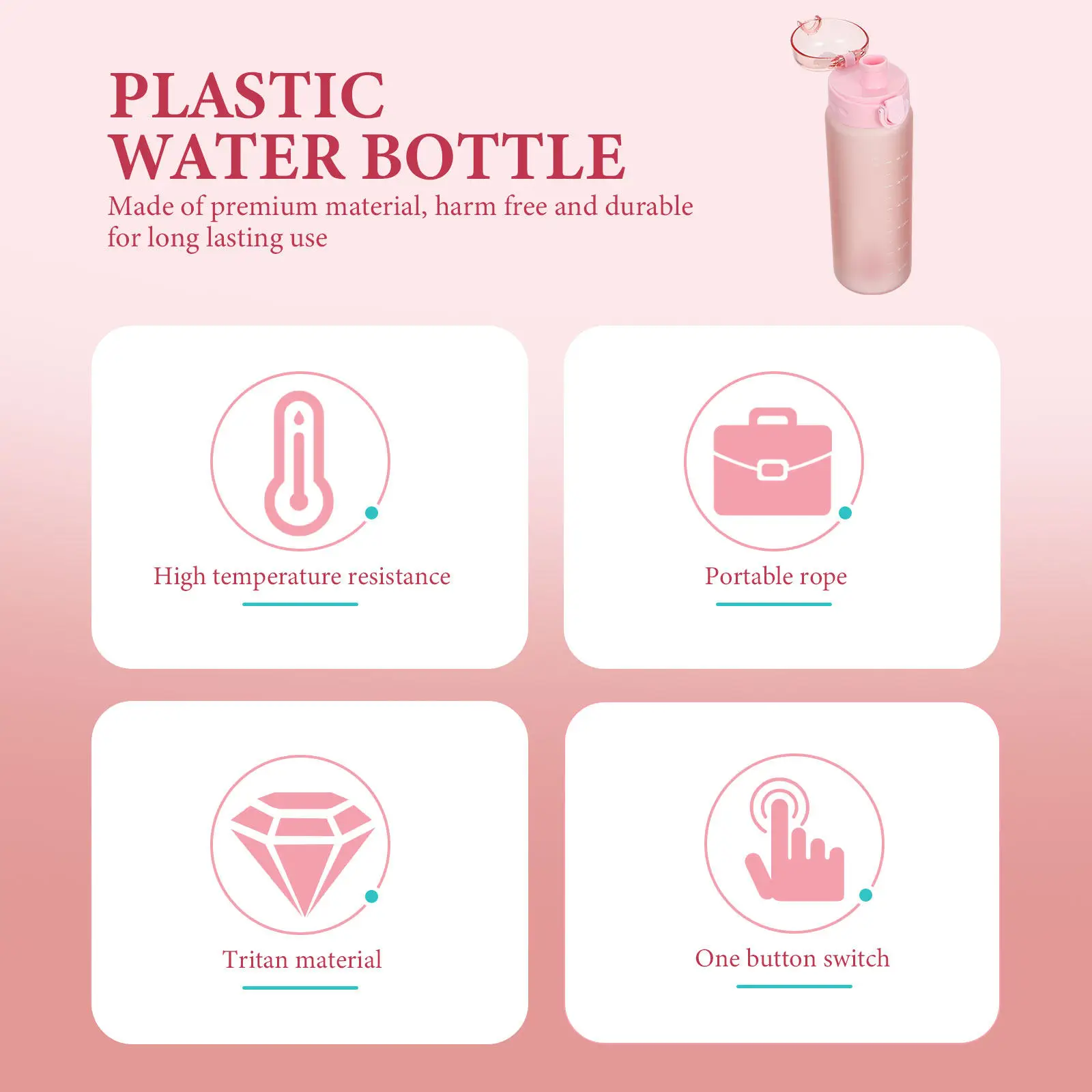 Slim Lightweight Portable Sports Water Bottle Large Capacity Fitness Gym Outdoor Travel Hydration Bottle Portable Water Holder