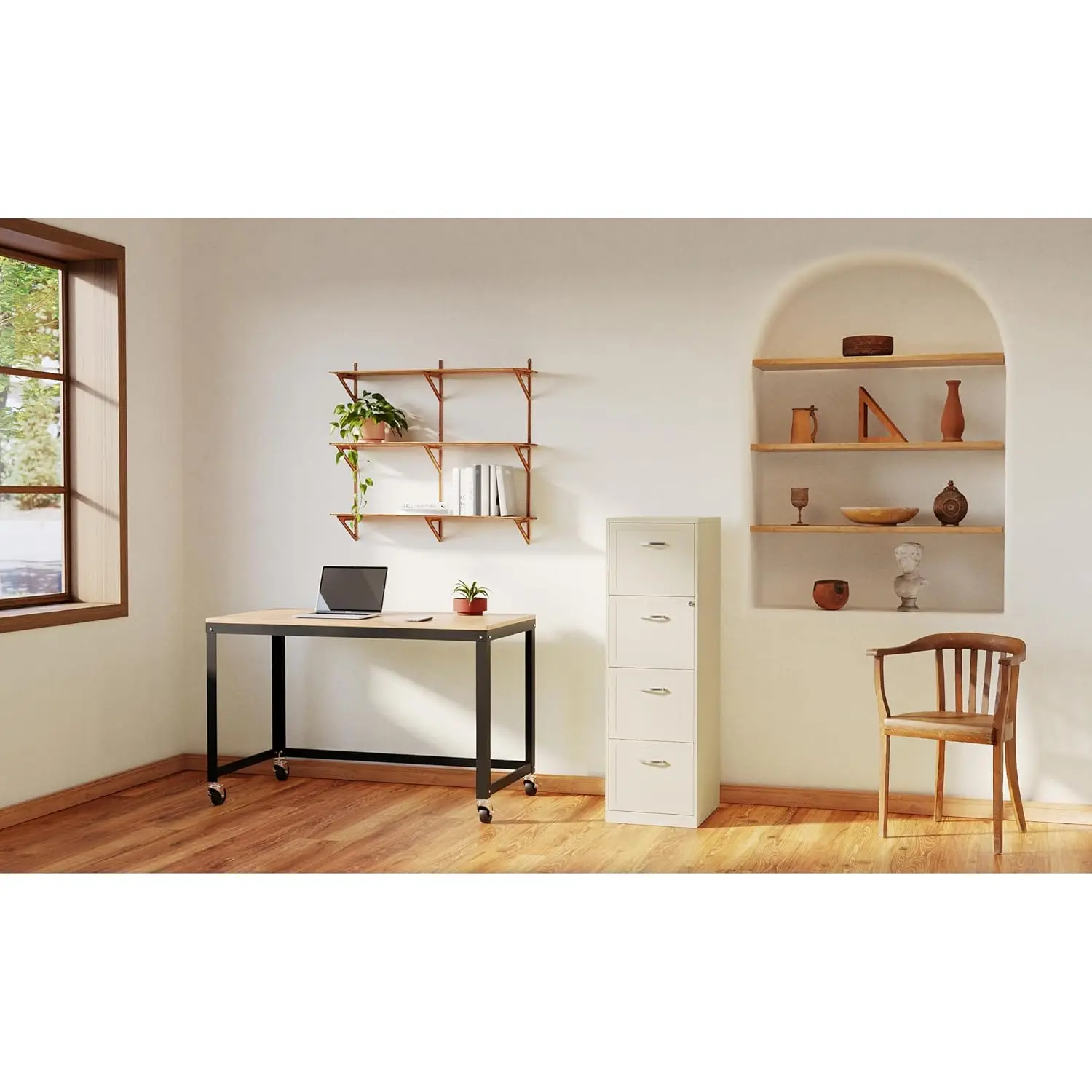 4-Drawer Vertical Steel File Cabinet Locking Letter-Size Home & Small Office Pearl White, Customized