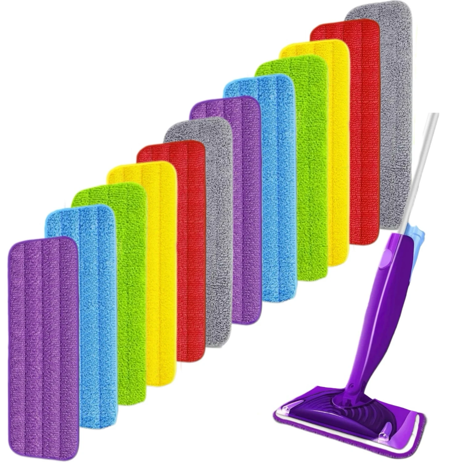 

12-piece replaceable mop head Trapezoidal super absorbent mop for a variety of flat mop antibacterial fibers