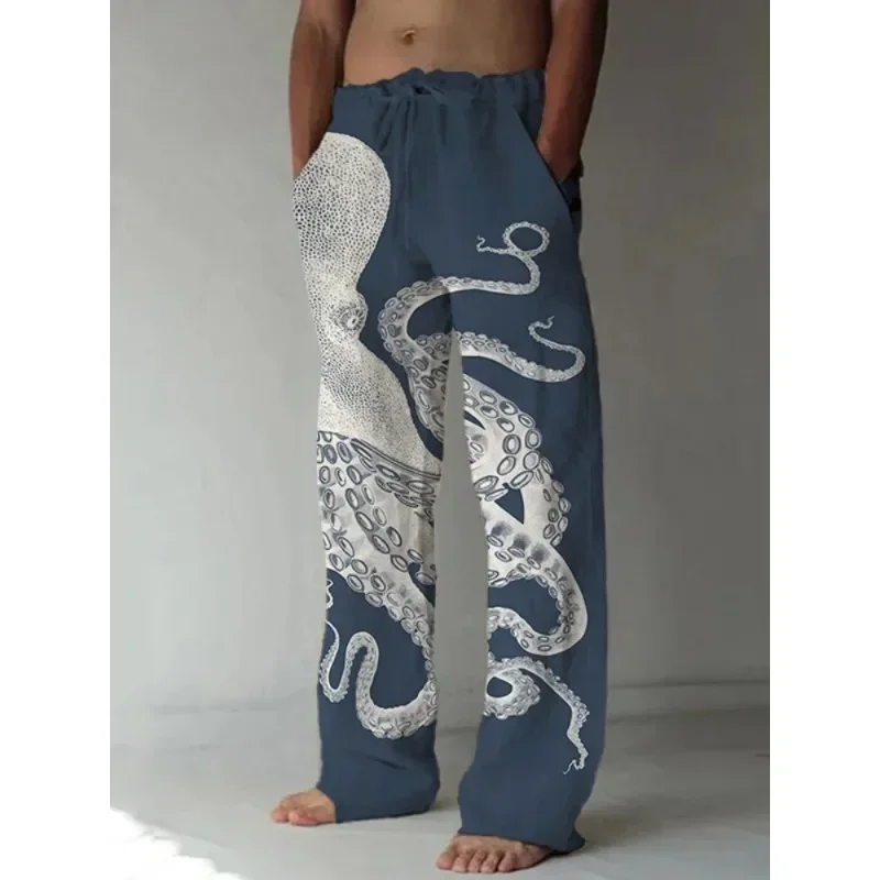 Giant Octopuses Squid Prints pantaloni a gamba larga Harajuku pantaloni Casual pantaloni estivi Hipster Unisex Ukiyo-e Streetwear abbigliamento uomo