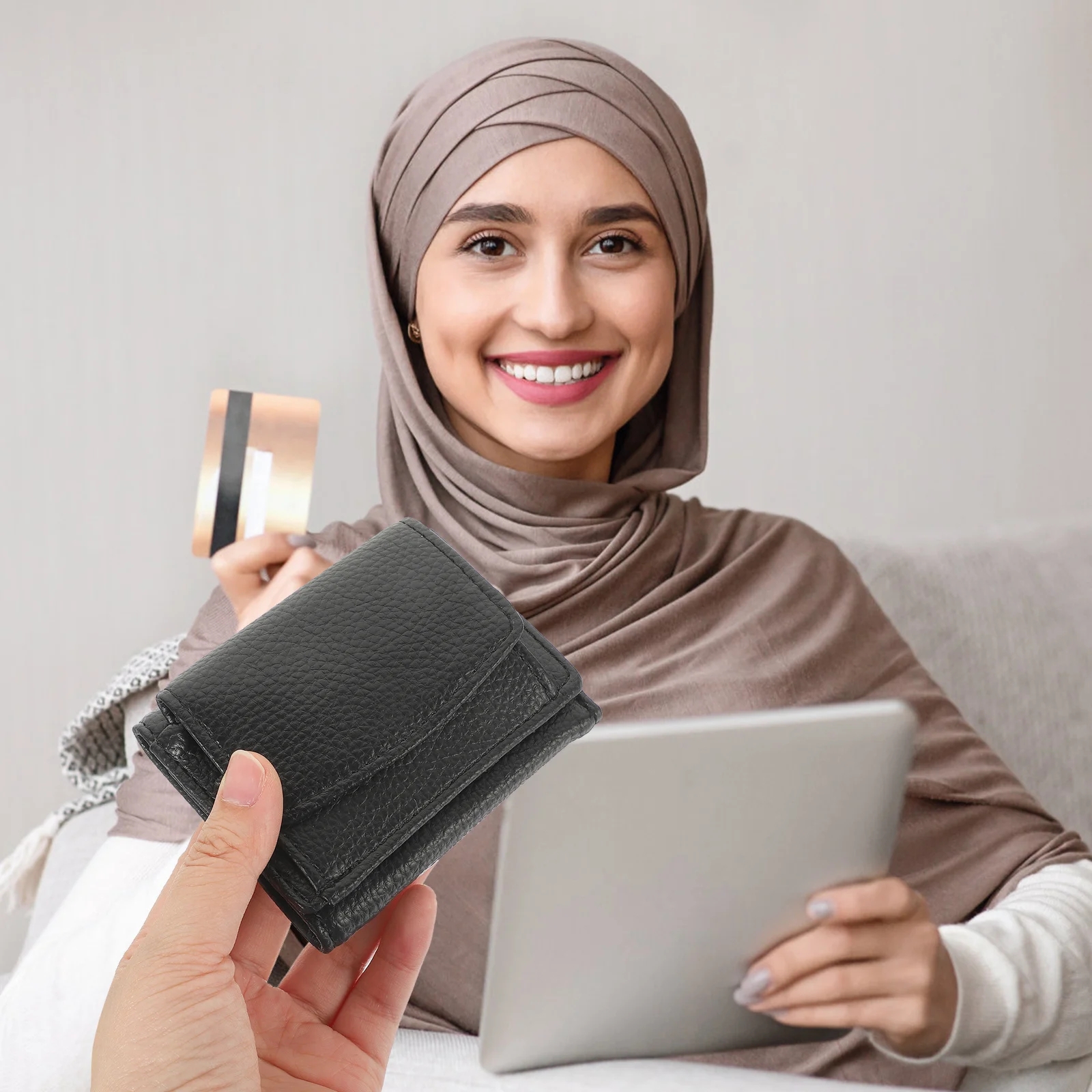 

Women'S Wallet Pu Cow Pattern Tri-Fold Wallet For Card Cash Coin Storage Small Purse Clutch Daily Travel Use