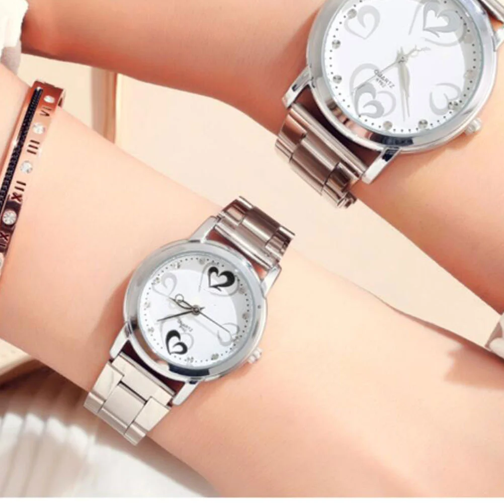 2 قطعة ساعات الأزواج حزام الصلب كوارتز ساعات المعصم مقاوم للماء عشاق الموضة هدية لعيد الحب أعياد الميلاد السنة الجديدة #3