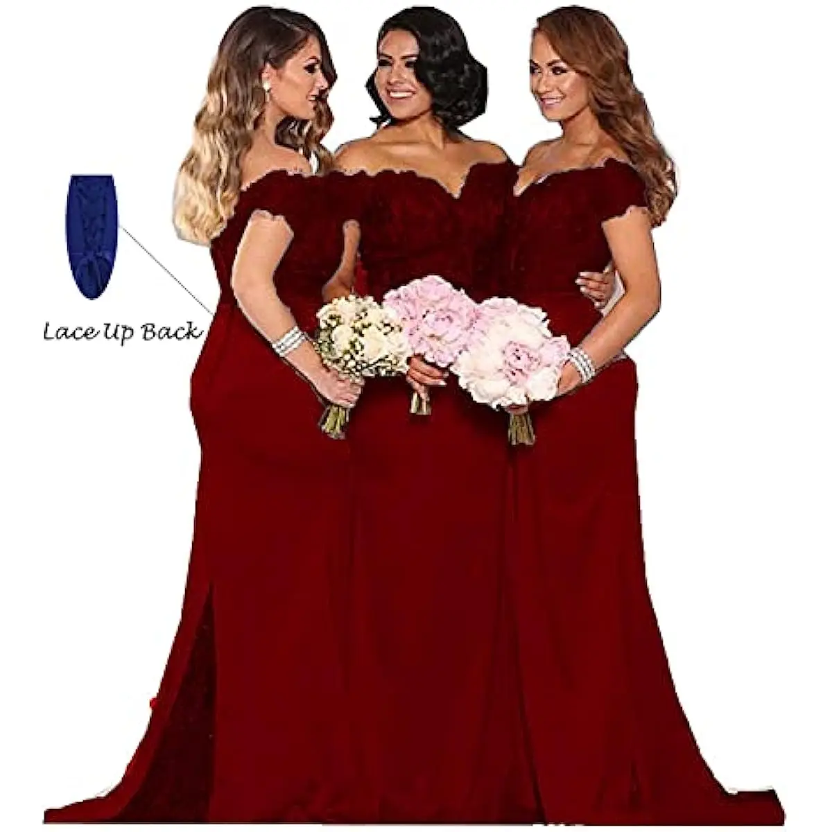 Fanciest Women's Lace Bridesmaid Dresses Long Vestido Fiesta Boda Invitada Formal Mermaid Maid of Honor GownsElegant Robe