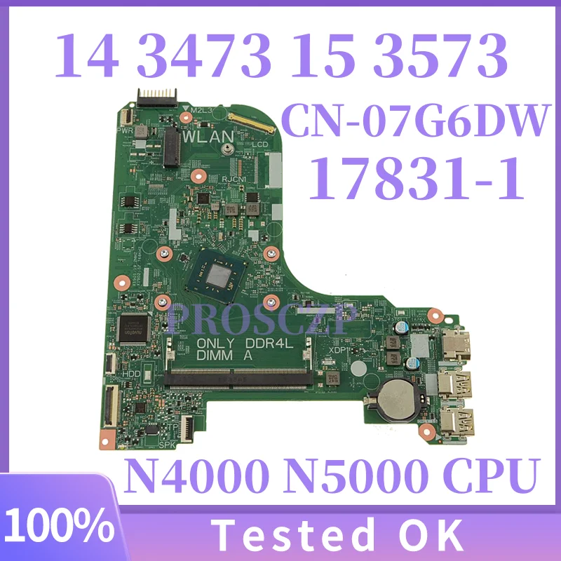CN-04N9GT 07G6DW 037TPD 17831-1 para la placa base del ordenador portátil Dell Inspiron 14 3473 15 3573 con CPU Intel N4000 N5000 DDR4 100% funciona