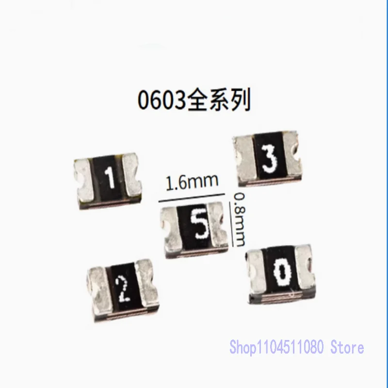 30 Buah/0603 Sekering Penyembuhan Diri Terpasang Di Permukaan PPTC SMD 0,05A 0,1A 0,2A 0,5A 1A 1,1A 2A 6V-30V