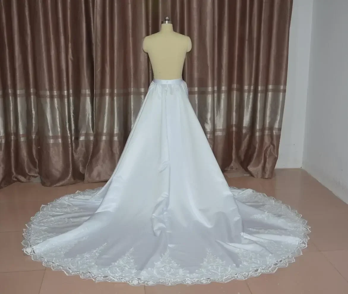 

new detachable Satin Lace skirt removable wedding train wedding dresses for women custom size