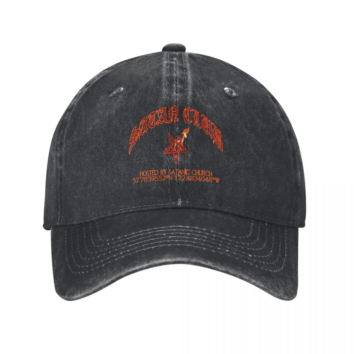 Vintage Satan Club Baseball Cap Men Women Distressed Washed Sun Cap Goth Funny Gothic Outdoor All Seasons Travel Soft Caps Hat