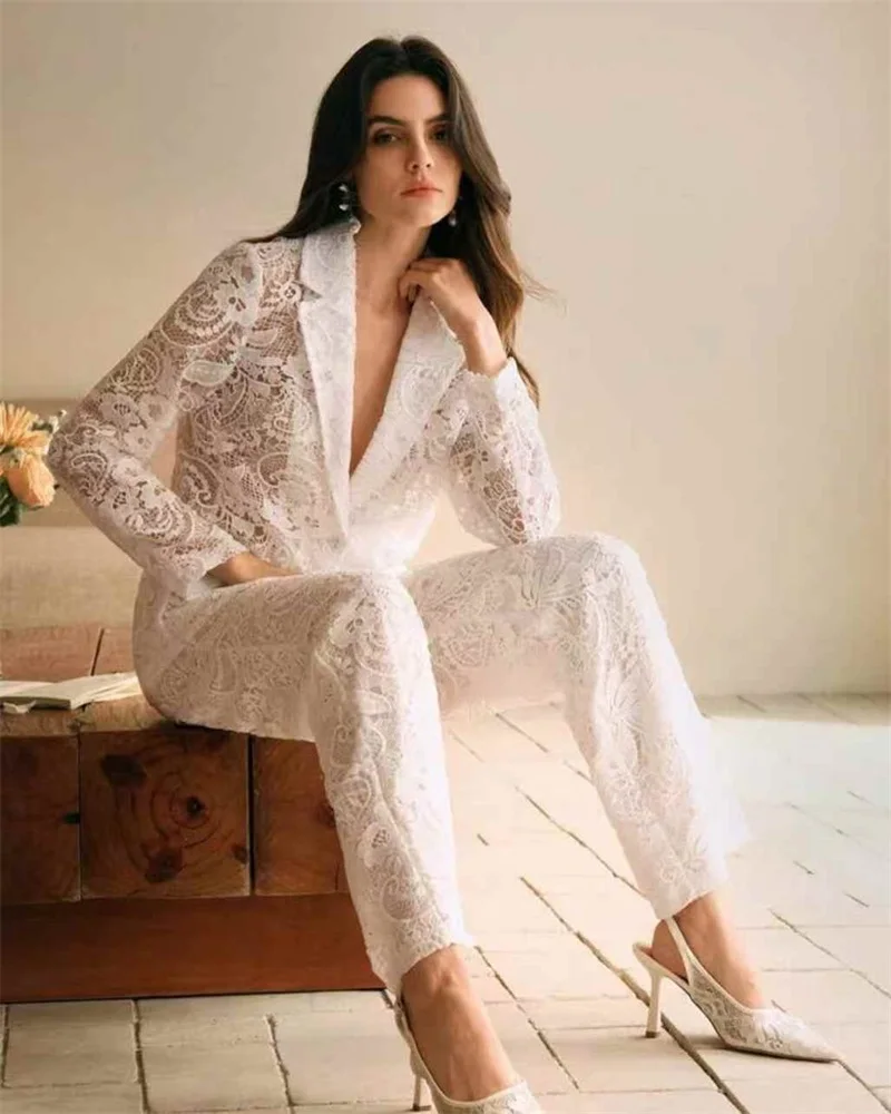 ピンクのレースの女性スーツスカートセット 3 ピースブレザー + トップブラジャー + ショートウエディングウェディングタキシードフォーマルオフィスレディジャケットコートカスタマイズ