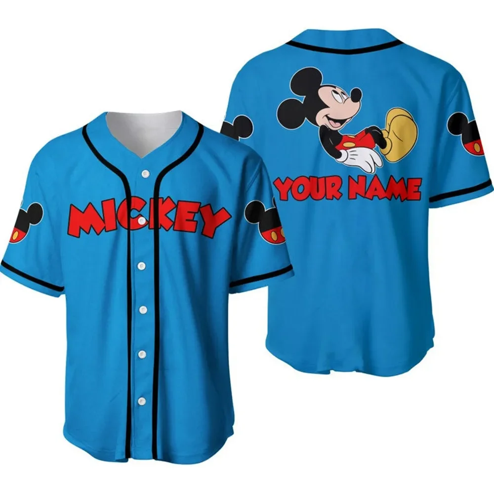 Disney-Maillot de baseball Goofy Minnie, haut imprimé personnalisé, haut simple à col rond, série Disney, tureMouse