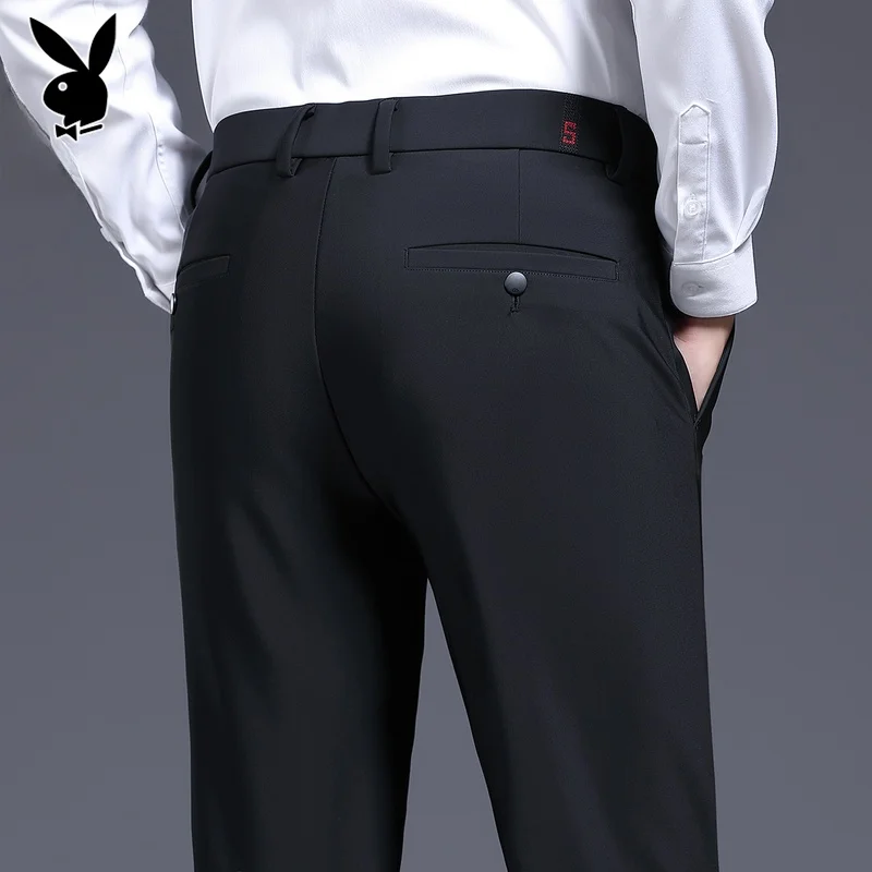 

Мужские повседневные брюки свободного кроя для бизнеса и офиса, весенняя новинка, модные, стильные, зауженные, со средней посадкой, с карманами