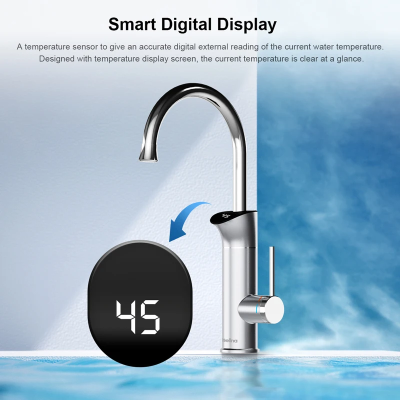 Briwellna 220v aquecedor de água elétrico instantâneo torneira da cozinha 2 em 1 com display digital misturador de cozinha fluindo aquecedor de água