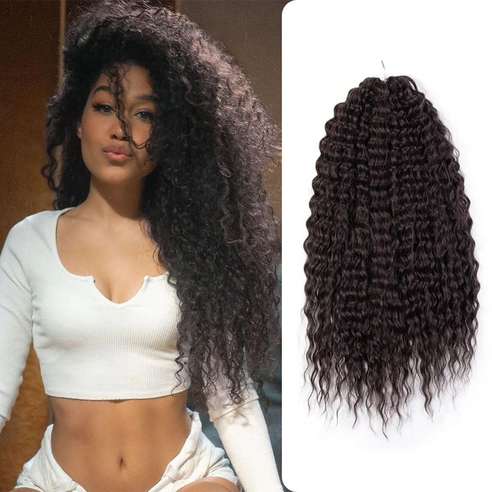 Ariel-Sintético Crochet Hair Extension, cabelo encaracolado, Water Wave Twist, Ombre Rosa, Deep Wave Trança Cabelo, 24\