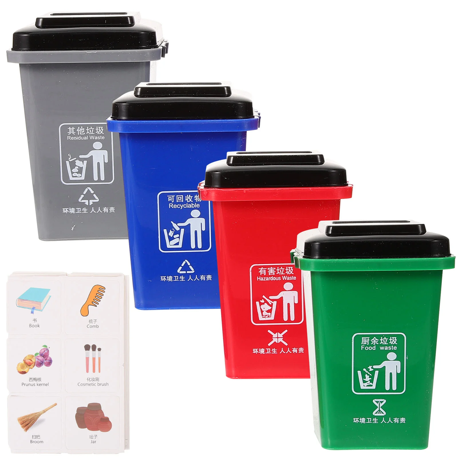 Sorting Trash Can Mini Garbage Model Car Kids Early Education Bin Plastic Miniature Toy Cans