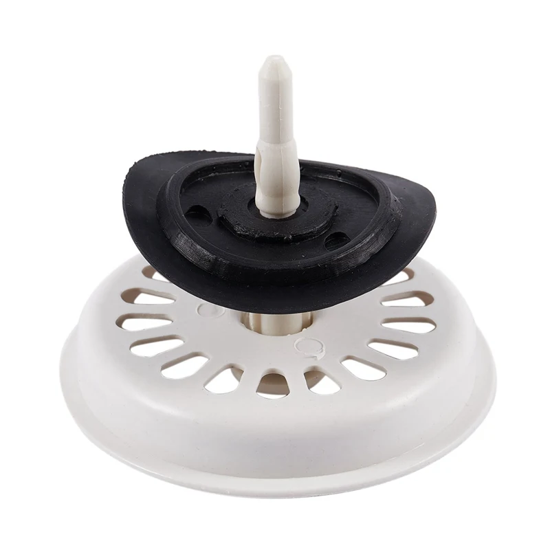 Tapón de residuos de alimentos, colador de drenaje de fregadero con bloqueo giratorio de 3,1 "de diámetro, plástico blanco y negro