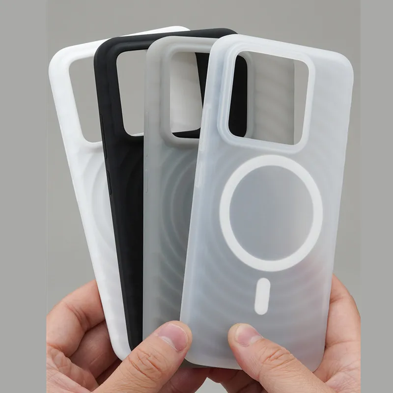 Wave Magnetic Cover For Xiaomi Mi 13 14 Pro 14 Ultra Soft Liquid Silicone Clear Back Case Funda Wireless Charge For Magsafe