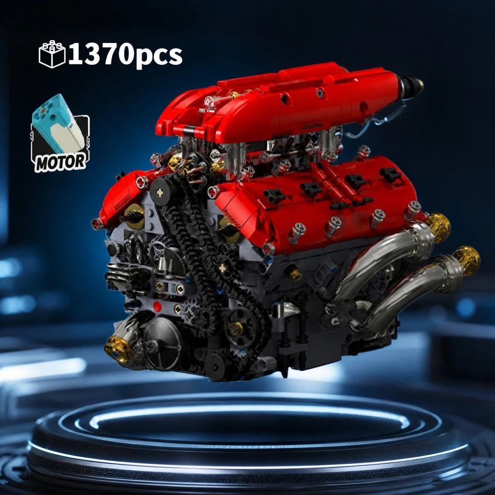

1370pcs Technical V8 Engine Building Blocks, Mechanical Simulation Car Model Bricks, MOC Vehicle Collectible Toy Holiday Gift