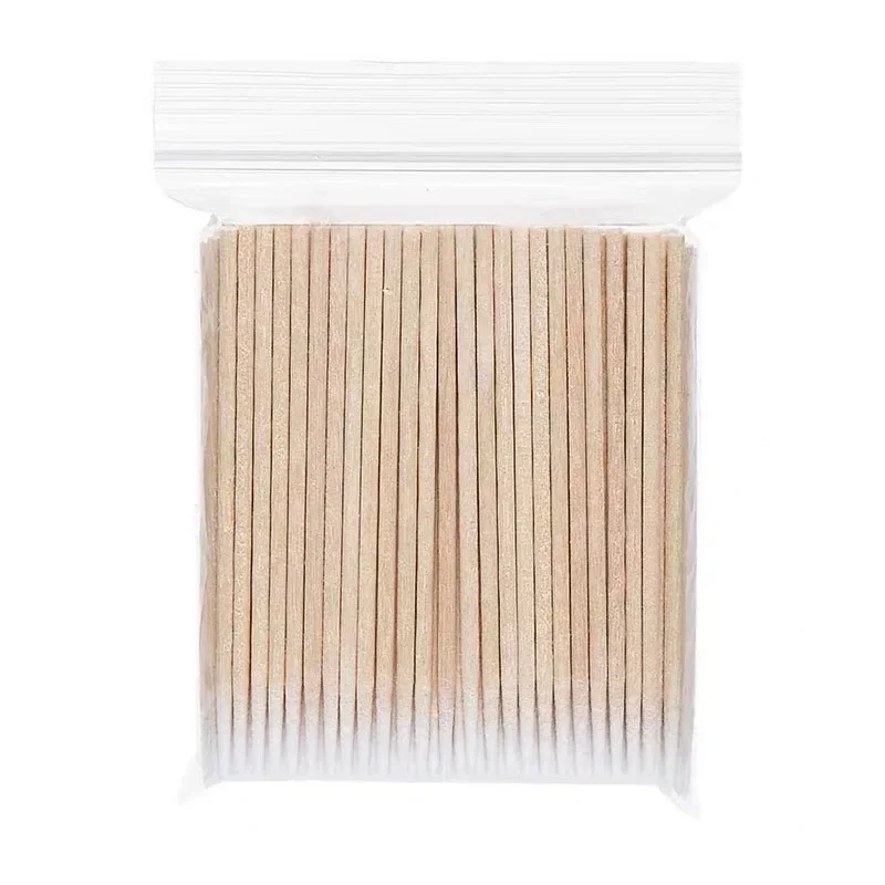 100Pcs Nails Wood Swab Clean Sticks Bud Tip Wooden Cotton Head Manicure Detail Corrector Nail Polish Remover Art Tool