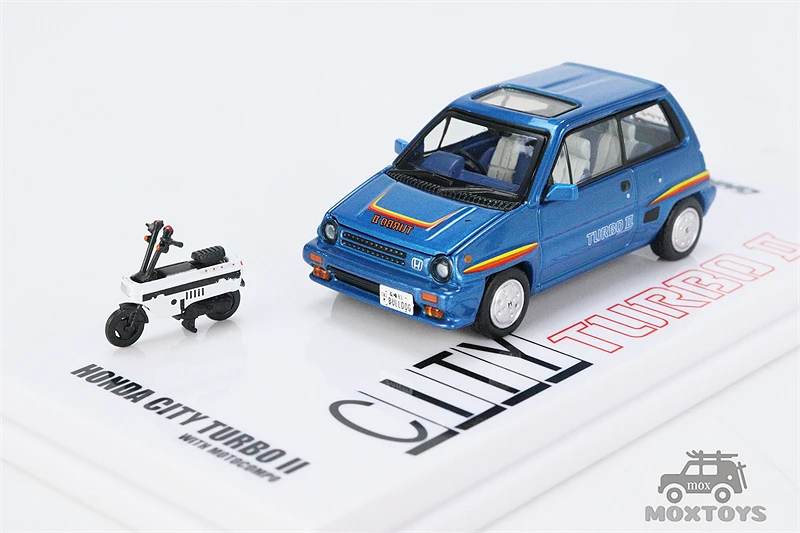 INNO 1:64 CITY TURBO II blue With White MOTOCOMPO Diecast Model Car
