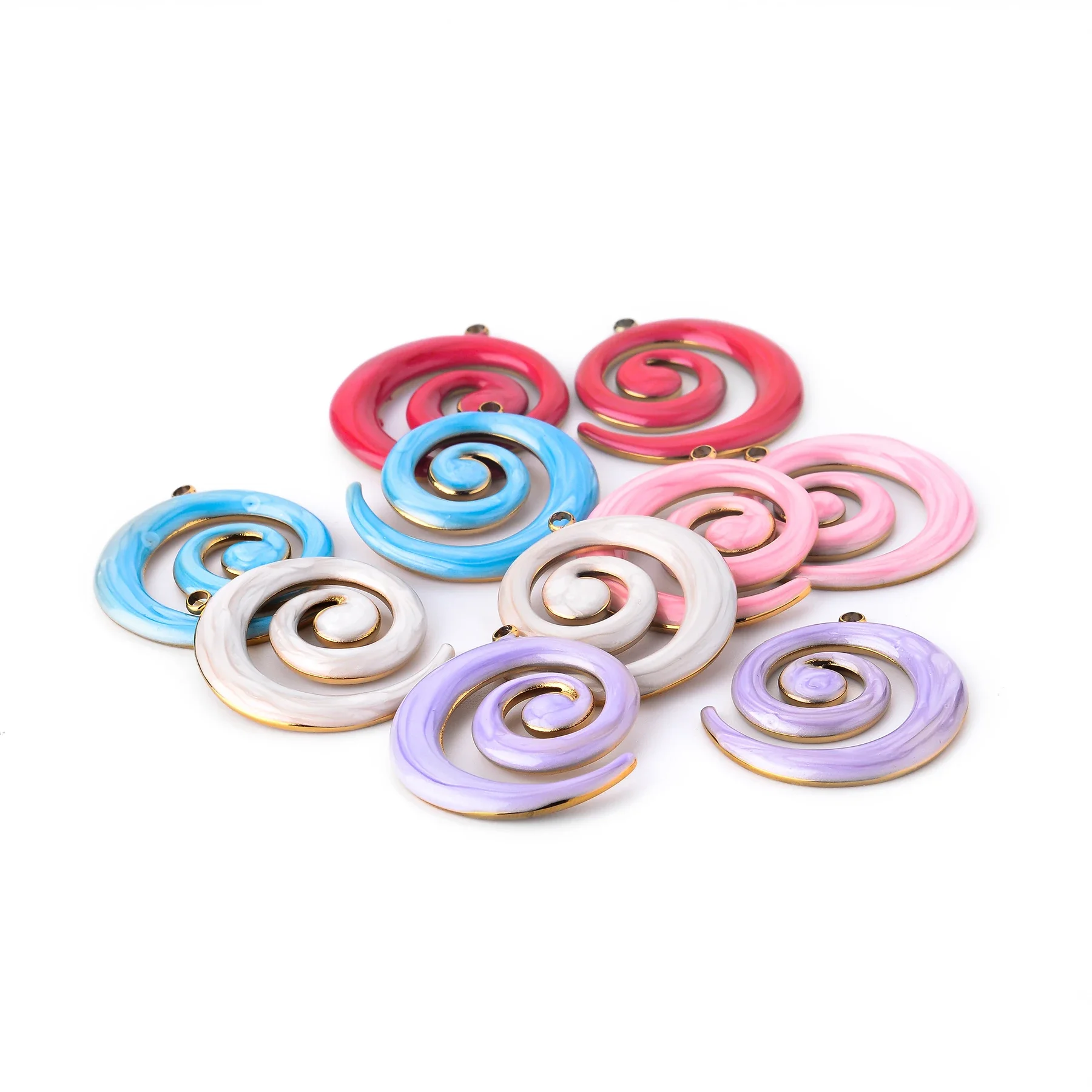 

1Pair Fashion Colorful Geometric Spiral Mosquito Coil Stainless Steel Charms Pendnat for DIY Making Earrings Necklace Jewelry