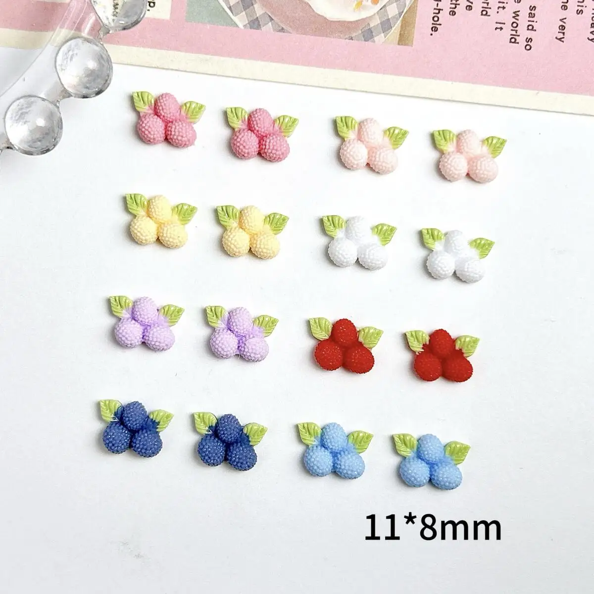 50 Uds. Novedad, dijes luminosos de resina para uñas de Bayberry, cadena de Bayberry simulada creativa, decoraciones artísticas para uñas DIY, horquillas