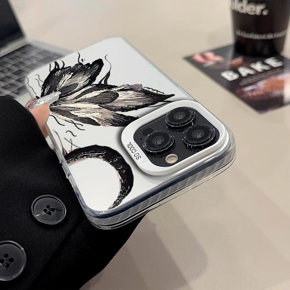 Black Butterfly Moon Cool New Luxury IMD Phone Anti-drop Cover Case For iPhone 11 12 13 14 Pro Max 15 16 Plus