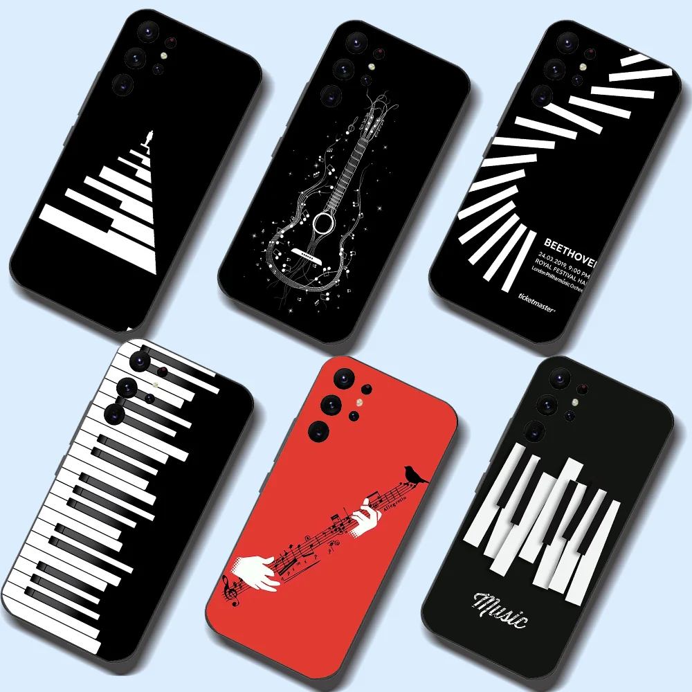 

Musical Instrument Piano Guitar Phone Case For Samsung Galaxy A52 A12 A51 S21 Edge S22ULTRA S23 S20LITE Plus Ultra Black Cover