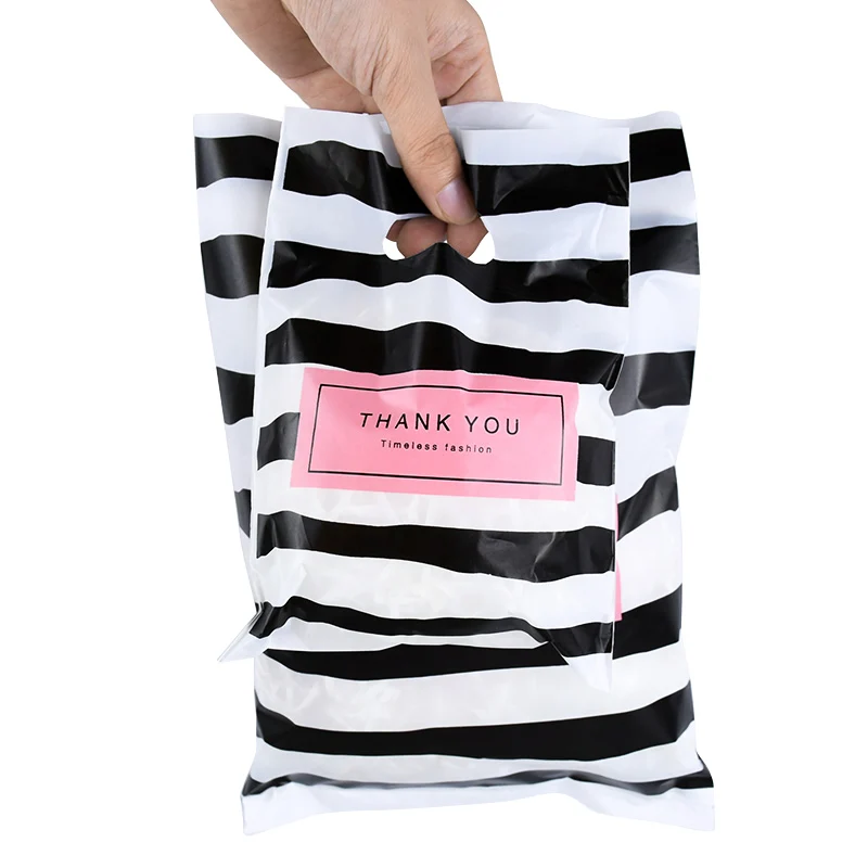 50/100 Stück Dankeschön-Geschenktüten mit Griffen, Geburtstagsgeschenk, Kleidungstasche, kleine Unternehmen, Dankeschön-Geschenktüten, Einkaufen, Plastiktüten – Detail 5