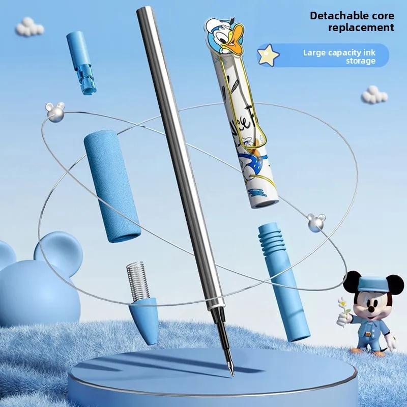 قلم ميكي ماوس يضغط قلمًا محايدًا كرتونيًا لطيفًا وقبضة ناعمة رائعة 0.5 مم قلم كتابة أسود ناعم وسريع الجفاف للطلاب #5
