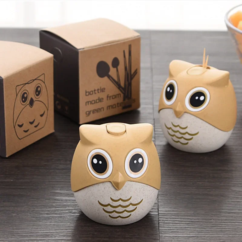 Owl Toothpick Box Automatic Home Creative Cute Cartoon Toothpick Can Commercial Wholesale Hotel Plastic Toothpick Tube Ornament