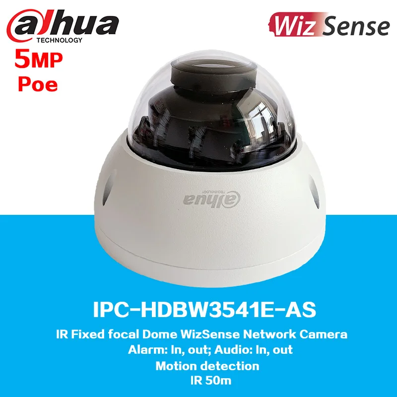 IPC-HDBW3541E-AS Dahua IP 5MP Lite AI IR Fixed focal Dome Network Camera Support IR 50m Motion Detection IP67 IK10 ROI