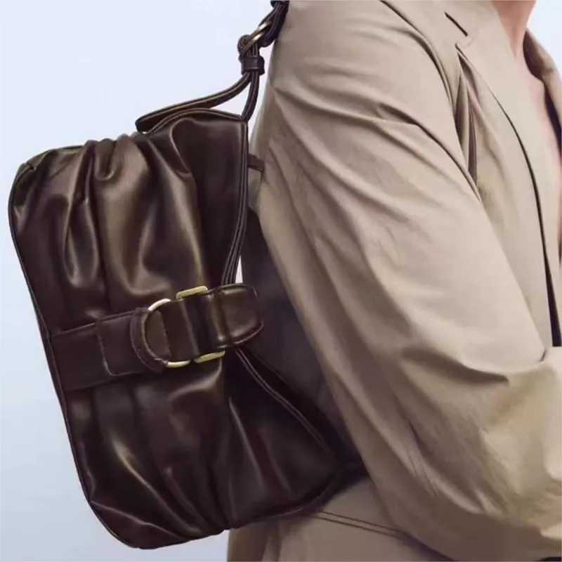 

JIAERDI винтажная сумка со морщинами, женская кофейная сумка большой емкости подмышки, женская горячая девушка Y2k, модные модные сумки на плечо 2025