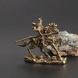 Chinese Fashion Crafts Martial God of Wealth Horse Ride Brass Figurines Sculpture Lucky Fortune Crafts Ornaments Home Desktop