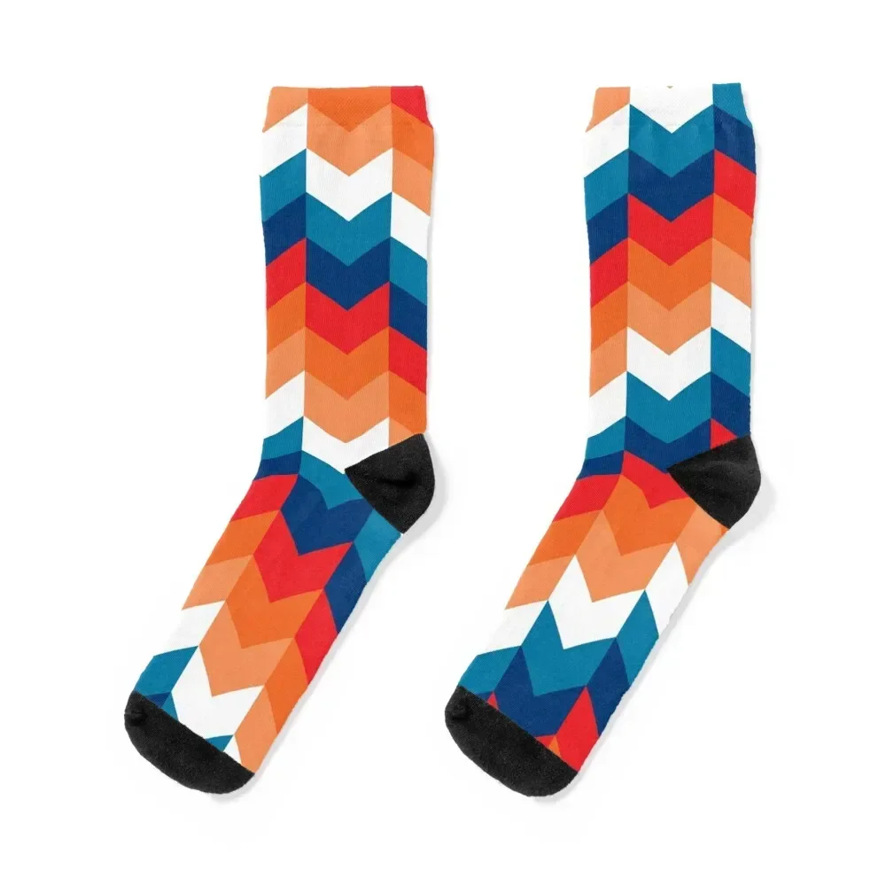 1970s Chevron Vibe - Retro 1960s 1970s Patterned Socks man luxury Socks Women's Men's