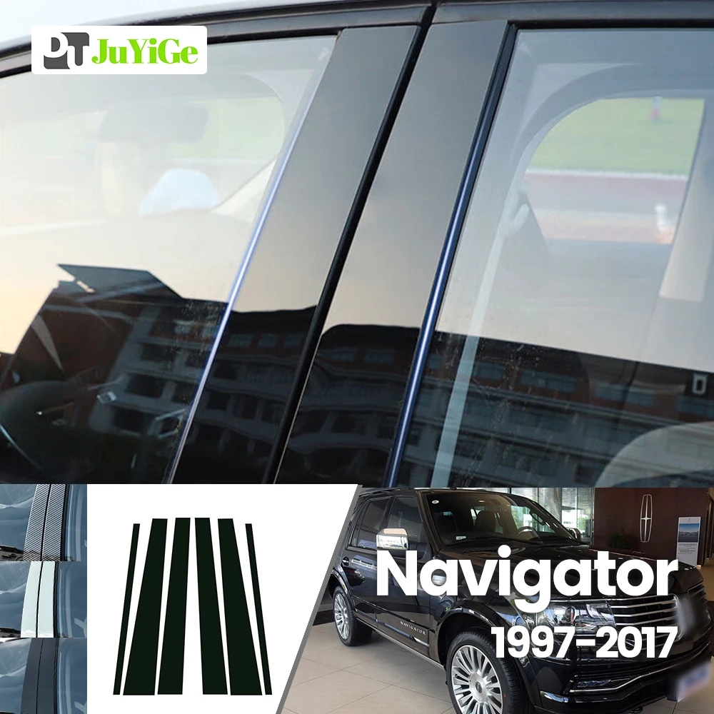 

For Lincoln Navigator 1997-2017 1998 1999 2000 2001 Bright Black Carbon Fibre Window Door B C Sticker