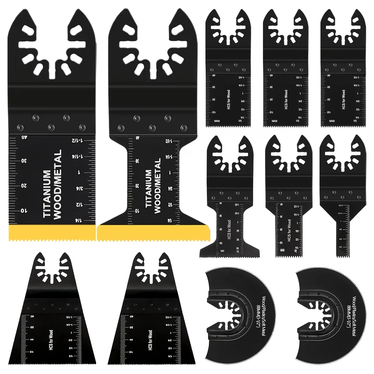 12/35/52pcs 8 Different Sizes Oscillating Saw Blades Wood And Metal Plastics Cutting Universal Quick Release Multi Tool Blades