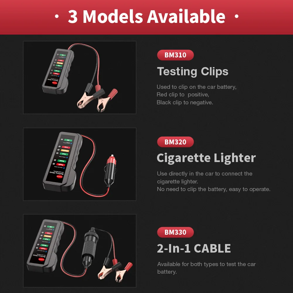 جهاز اختبار بطارية السيارة 12 فولت، جهاز اختبار المولد للسيارات، مدقق البطارية، محلل للتحقق من المولد ونظام شحن البطارية #5