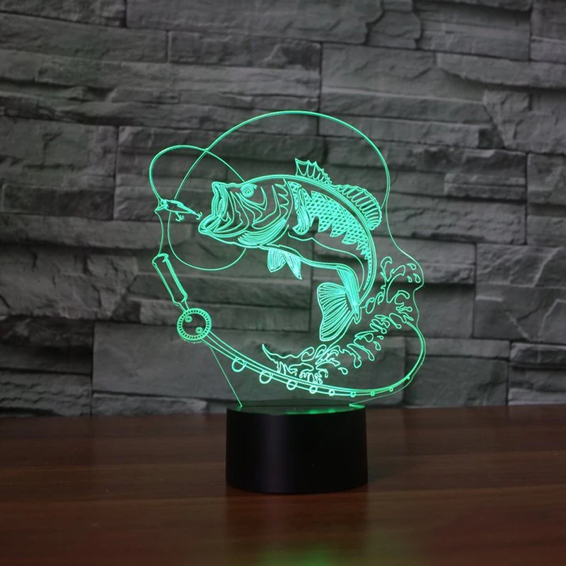 

7 Color Changing Fish 3d Led Lamp Usb Charge 3d Night Light Desk Lamp Touch Button Table Lamps Amazing Gifts For Kids