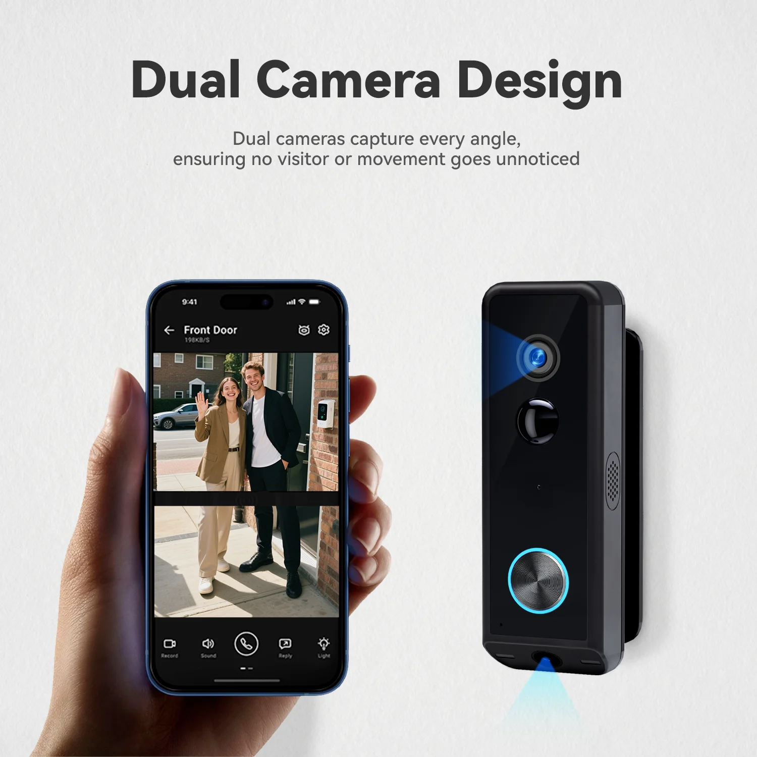 Doorbells For Home With Cameras 5MP Solar Door Phone WiFi Wireless Night Vision IP65 PIR Dual Lens Video Doorbell Camera
