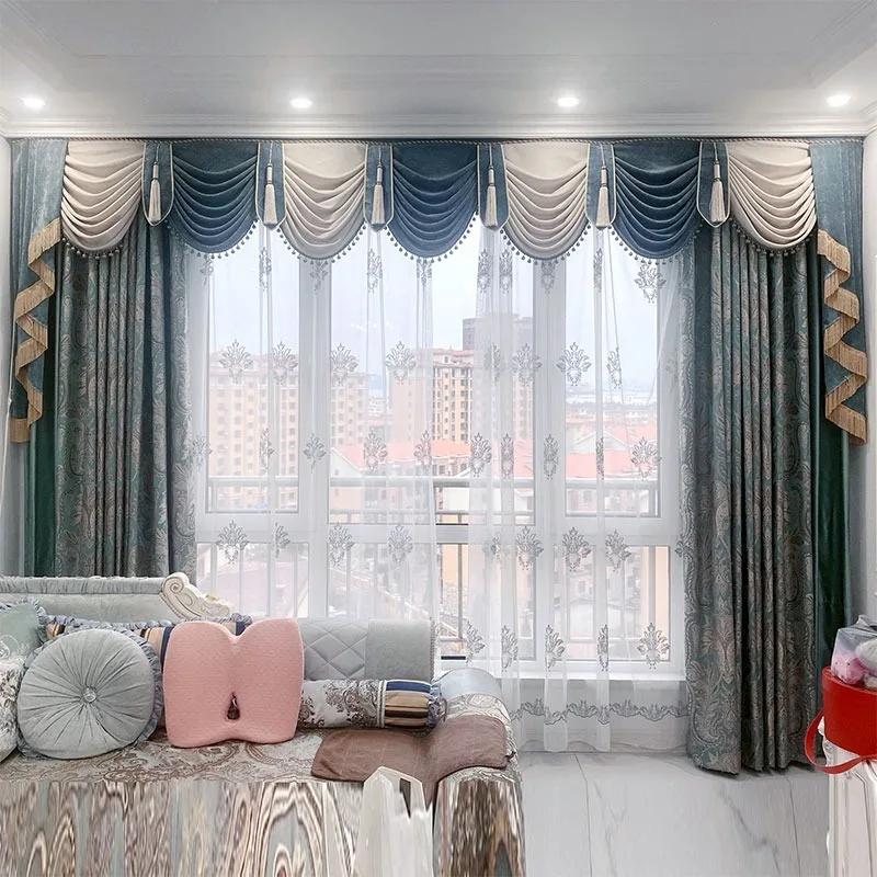 European curtains living room luxury atmosphere simple European luxury American bedroom shading finished product high-end window