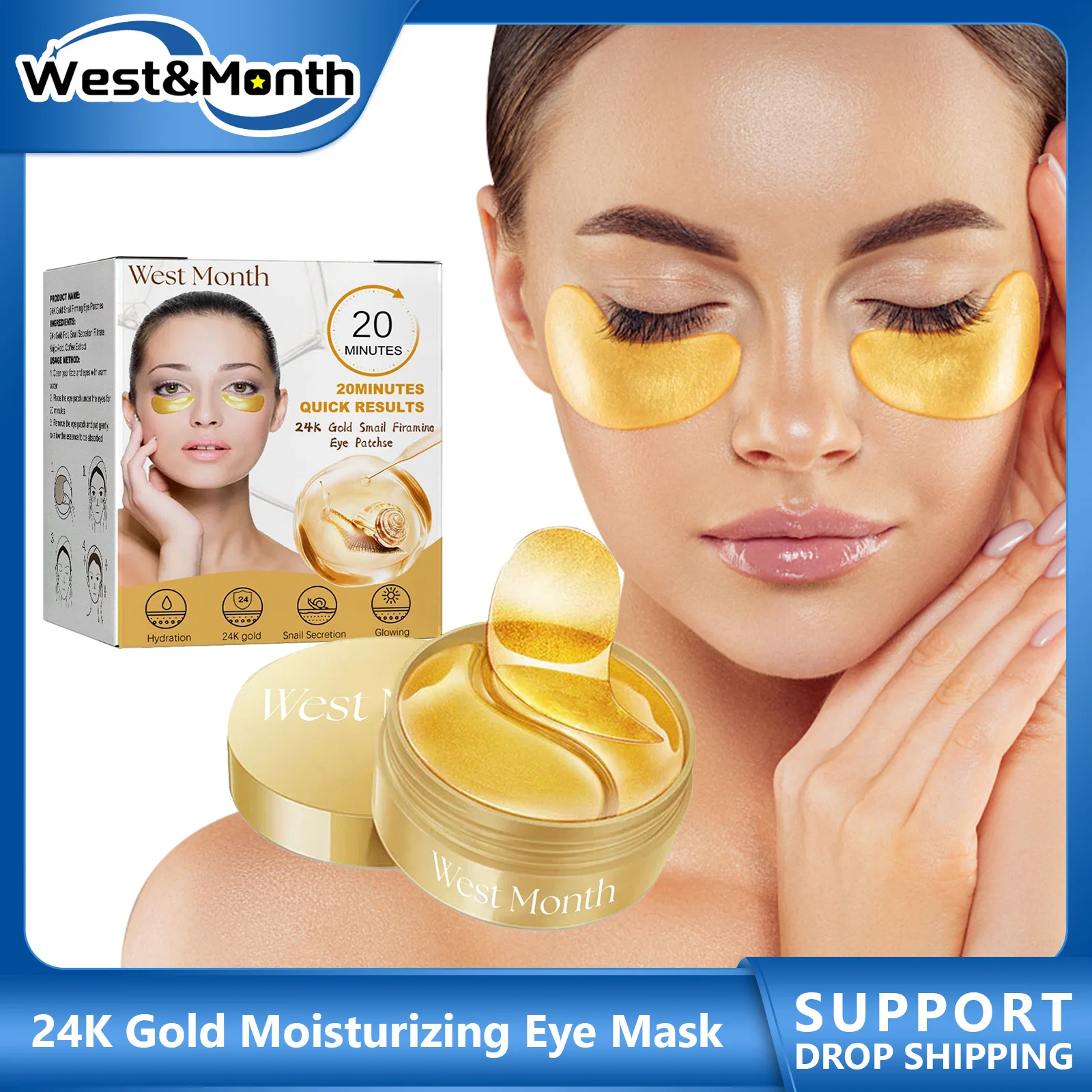 Golds chnecke Augen maske Falten entferner Anti dunkle Kreise Schwellungen straffen verdünnte feine